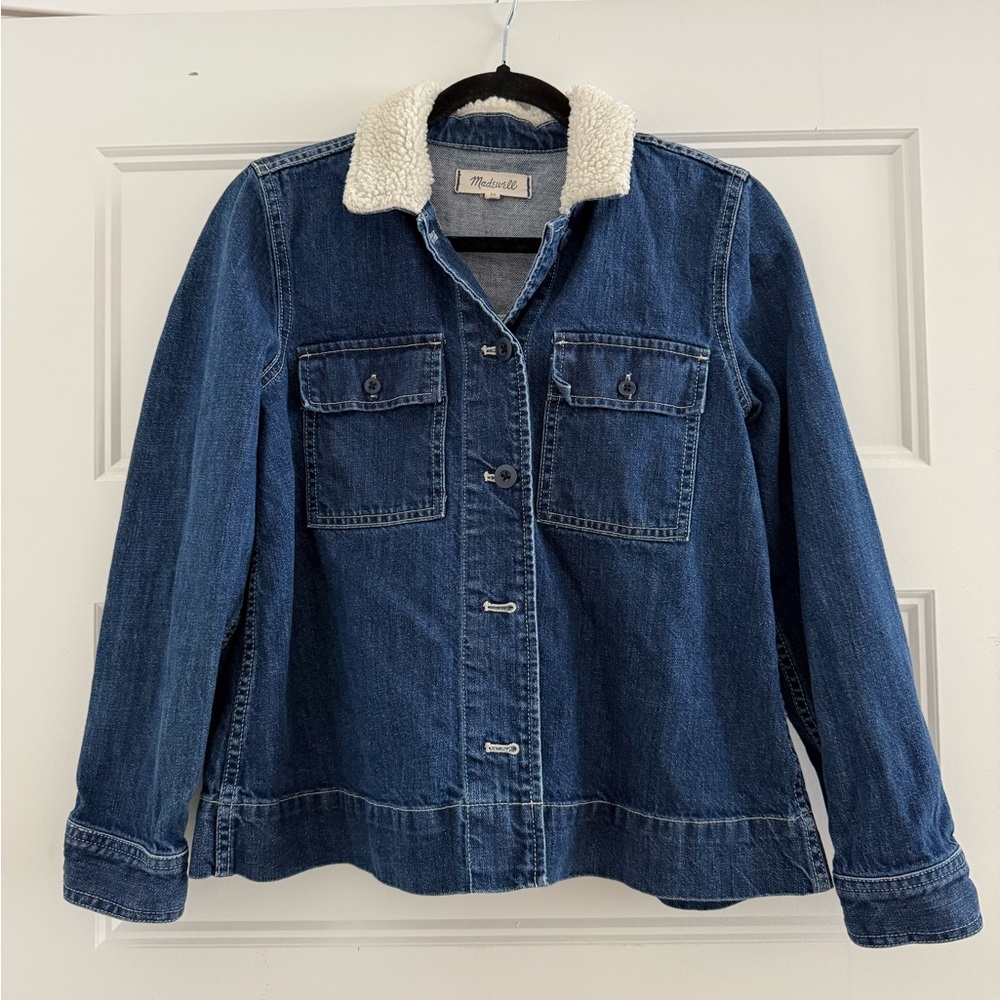 Madewell denim shirt jacket Sherpa collar (XS)